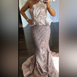 Elegant Pink Embellished Evening Gown